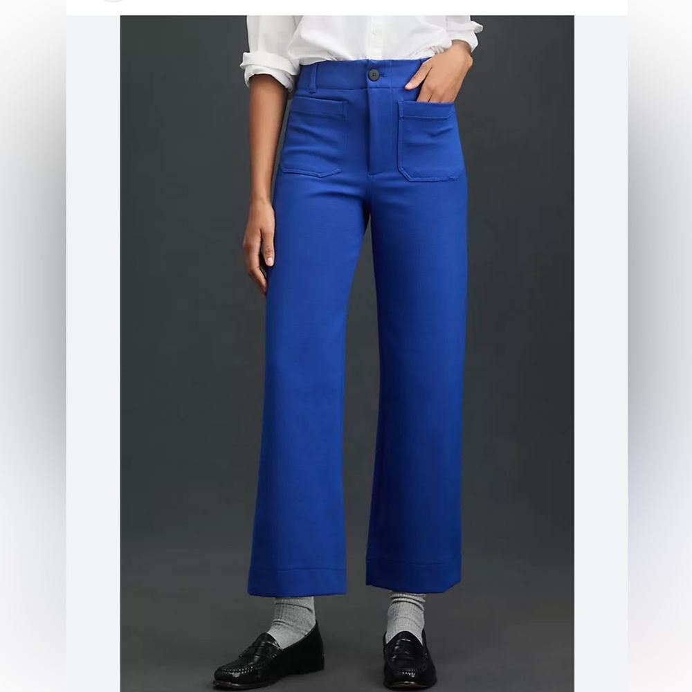 Maeve by Anthropologie Collette knit wide leg pants. Cobalt blue. 33T